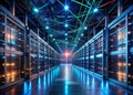 Visualizing the Digital Flow Modern Data Center Server Racks and the Internet of Things Royalty Free Stock Photo