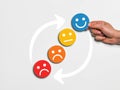 Emotional transformation: turning bad customer feedback into happiness. Royalty Free Stock Photo