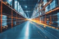 Visualizing the future advanced warehouse with digital data streams in cloud based technologies Royalty Free Stock Photo