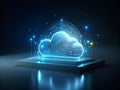 Visualizing the Future of Cloud Computing A Minimalist Futuristic Server Display Showcases Advanced Technology and