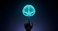 Futuristic AI Brain Connection: Robotic Hand Interacting with Digital Intelligence for Tech Concepts Royalty Free Stock Photo