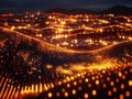 Visualizing the Global AI Network An Interconnected System of Glowing Binary Code Nodes Representing Worldwide Artificial