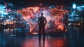 Visualizing global data with advanced animation technology in a futuristic setting
