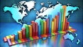 Visualizing Global Trade Networks: A 3D Bar Chart Depicting Trade Flows Between Continents AI generated