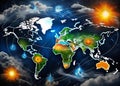 Visualizing Global Weather Patterns A Comprehensive World Meteorological Chart Displaying Atmospheric Pressure