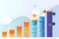 Visualizing Growth, An Ascending Bar Chart Illustrates Exponential Progress and Success, Showing Data Points Connec