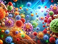 Visualizing the Immune Systems Defense A Microscopic Panorama of the Battle Against Bacteria Royalty Free Stock Photo