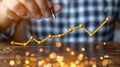 Visualizing income growth 3d chart displayed on virtual screen for enhanced data interpretation