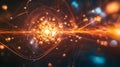 Visualizing Subatomic Fission Glowing Atomic Particles in Dynamic Motion