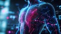Futuristic human body scan showing medical data analysis and internet of things integration Royalty Free Stock Photo