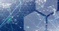 Visualizing network graphic pulsating on abstract digital interface, with hexagonal grid pattern Royalty Free Stock Photo