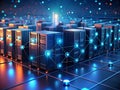 Visualizing Network Performance in a Modern Minimalist Server Room Holographic Data Graph for Enhanced Monitoring and