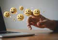 Understanding customer feedback online reviews and sentiment analysis with emoji concept images Royalty Free Stock Photo