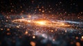 Visualizing quantum mechanics and superposition with vibrant cosmic elements in a dark space environment