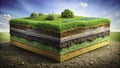 Visualizing Soil Layers An Isometric CrossSection Diagram of Soil Composition and Structure Beneath Grass Ideal for