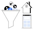 Visualizing User Funnel Transition from Leads to Digital Home Interaction Through App Interface Royalty Free Stock Photo