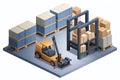 Visualizing Warehouse Efficiency Isometric Forklift Truck and Storage Equipment Infographic Elements for Enhanced Data Royalty Free Stock Photo