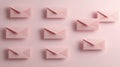 Pink Envelopes Arranged on a Pastel Background Minimalist Mail Concept AI generated. Royalty Free Stock Photo