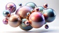 Collection of shiny metallic spheres, abstract decorative orbs cluster png transparent image Generative AI Royalty Free Stock Photo