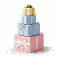 Stack of Colorful Gift Boxes with Confetti Royalty Free Stock Photo