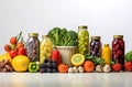 Superfoods on light background. Healthy nutrition. canned cans