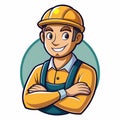 Smiling construction worker with crossed arms Royalty Free Stock Photo
