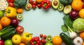 Fresh Produce Frame on Light Blue Royalty Free Stock Photo