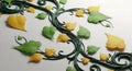Elegant Vine Pattern with Green and Yellow Leaves Royalty Free Stock Photo