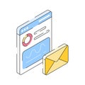 Visually appealing isometric outline icon of email analytics tracking Royalty Free Stock Photo