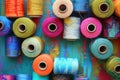 Visually appealing pattern using colorful thread spools, exploring patterns and textures