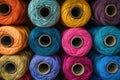 Visually appealing pattern using colorful thread spools, exploring patterns and textures