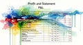 Creative Profit and Loss Statement with Watercolor Effects Presentation Template Royalty Free Stock Photo