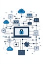 Flat illustration of cloud computing security connections Royalty Free Stock Photo