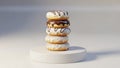 Stack of Delicious Glazed Donuts on a White Pedestal Royalty Free Stock Photo