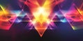 A visually captivating abstract background with dynamic, glowing triangular formations suspended in