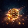 Cosmic bitcoin symbol with glowing energy in space Royalty Free Stock Photo