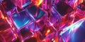A visually captivating 3D abstract background featuring rotating glass cubes, illuminated by