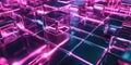 A visually captivating 3D abstract background featuring rotating glass cubes, illuminated by
