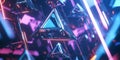 A visually captivating 3D abstract background showcasing floating metallic pyramids with