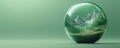 3D logo of a green energy sphere featuring a floating forest landscape inside a transparent globe, symbolizing nature Royalty Free Stock Photo