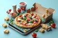Isometric illustration depicting a pizza with creative design and vibrant presentation Royalty Free Stock Photo