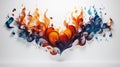 Vibrant Love and Passion: Abstract Composition of Interlocking Hearts and Flames