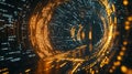 Binary Matrix Flow Through a Digital Portal. Generative AI Royalty Free Stock Photo