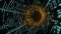 Binary Matrix Flow Through a Digital Portal. Generative AI Royalty Free Stock Photo