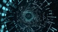 Binary Matrix Flow Through a Digital Portal. Generative AI Royalty Free Stock Photo