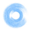 A visually distinctive abstract circle comprised of particles arranged in a spiral pattern,