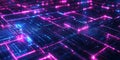 A visually dynamic abstract background featuring intricate, glowing 3D grids, seamlessly forming a