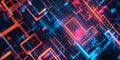 A visually dynamic abstract background featuring intricate, glowing 3D grids, seamlessly forming a