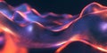 A visually dynamic abstract background with undulating metallic waves, infused with glowing neon