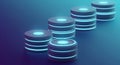 Futuristic Data Storage Platforms with Glowing Neon Light for Digital Infrastructure and Tech Businesses. Royalty Free Stock Photo